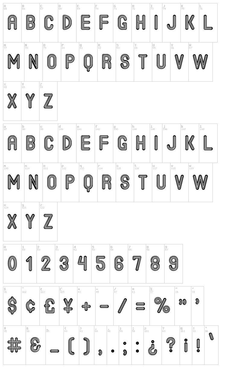 The Jack Bronw St font map